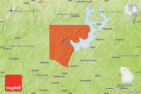 Political Map of Forsyth County, physical outside