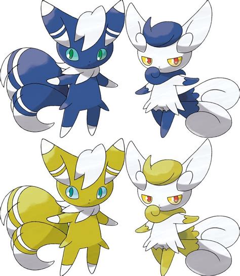 Normal Meowstic and Shiny Meowstic (male and female) | Pokemon rayquaza ...