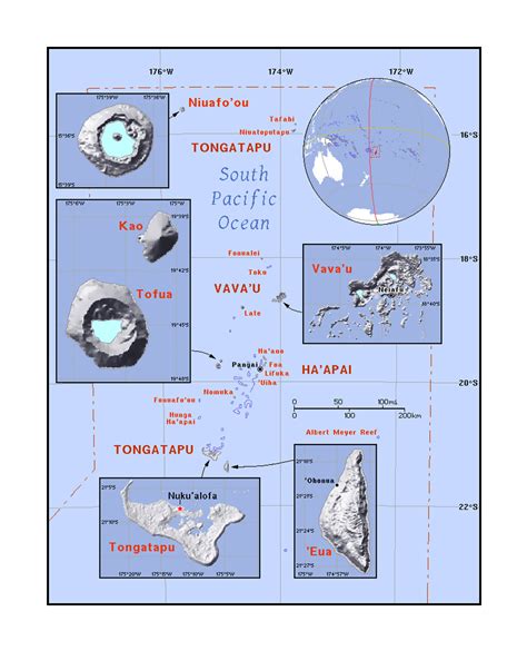 Detailed political map of Tonga with relief | Tonga | Oceania ...