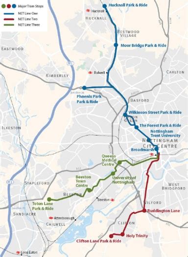 Nottingham Tram Routes Map