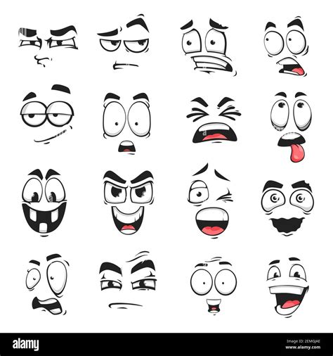 Face expression isolated vector icons, cartoon funny emoji suspicious ...