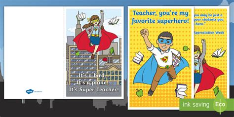 Superhero Teacher Card - Twinkl USA Resources (teacher made)