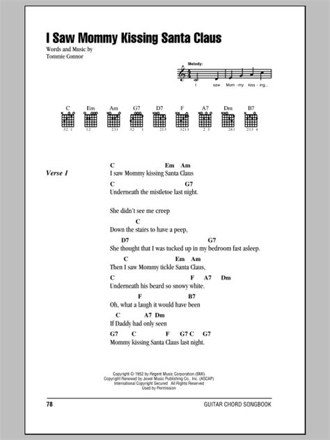 I Saw Mommy Kissing Santa Claus by Tommie Connor - Guitar Chords/Lyrics ...