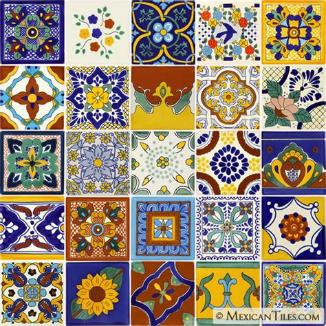 Mexican Tile - Set of 25 4¼" x 4¼" Mexican Talavera Tiles