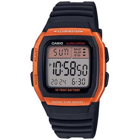 Reloj Casio digital negro y naranja con función despertador W-96H ...