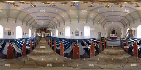 360° view of Svaneke Church inside, Bornholm - Alamy