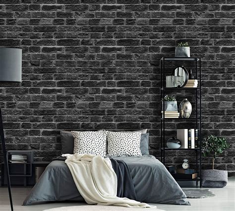 Download Black Brick Wall In Bedroom Wallpaper | Wallpapers.com