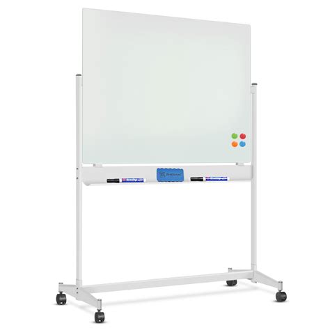 Mobile Glass Dry Erase Board with Stand, Large Magnetic Whiteboard – OfficeTopify