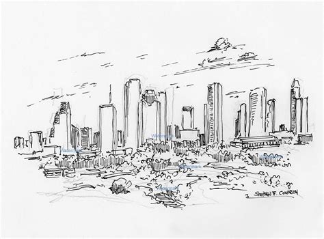 Houston Skyline #2969A Pen & Ink Drawing Prints • Stephen Condren