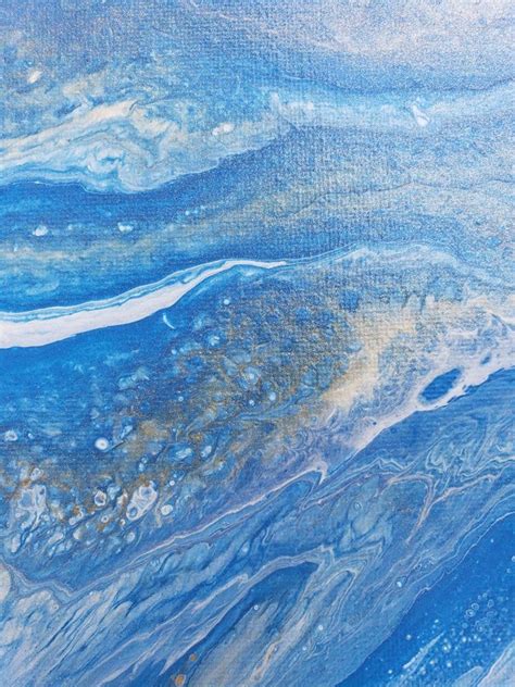 Blue and Gold Acrylic Pour Painting | Etsy