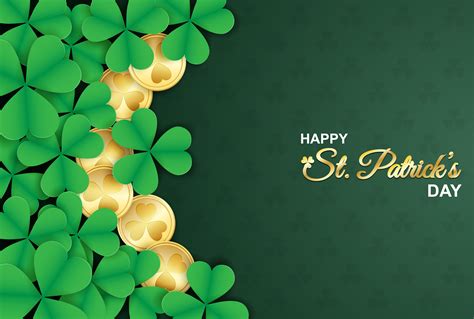 St. Patrick's Day Poster with Shamrocks and Gold Coins 830487 Vector ...