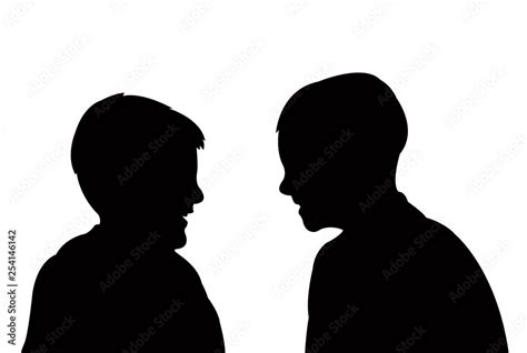 boys talking heads, silhouette vector Stock Vector | Adobe Stock