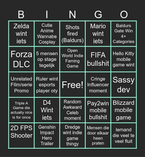 Game Awards Bingo Card