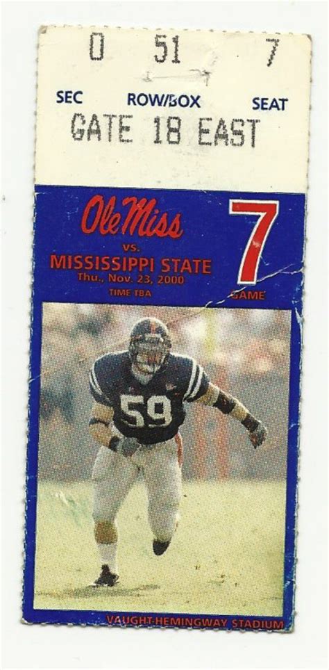 Ole Miss vs Mississippi State Football Ticket Stub