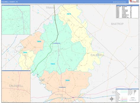 Caldwell County, TX Wall Map Color Cast Style by MarketMAPS - MapSales.com