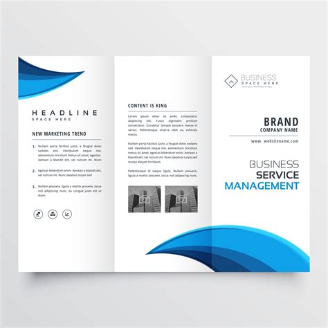 modern blue trifold business brochure layout design - Download Free ...