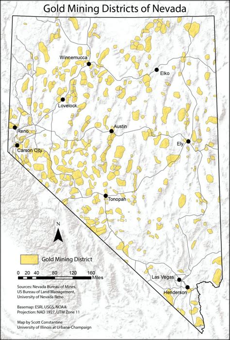 Map Of Gold Mining Districts Of Nevada, According To Nevada Bureau - California Gold Prospecting ...