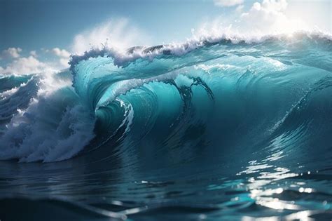 Premium AI Image | Closeup shot of a beautiful blue sea wave