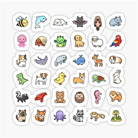 "Beach Animal Sticker Pack" Sticker for Sale by littlemandyart | Adesivi stampabili, Doodles ...