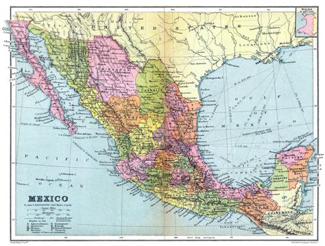 Large detailed old administrative map of Mexico with roads and cities ...