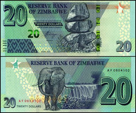 Zimbabwe 20 Dollars Banknote, 2020. This is the most up to date ...