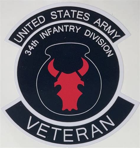 US Army 34th Infantry Division Veteran Sticker - Decal Patch - Co