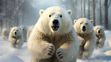 Premium Photo | Arctic Parade Illustration of Cute Polar Bears in a Row ...