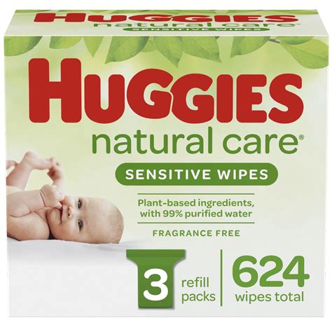 Huggies Natural Care Sensitive Baby Wipes, Unscented, 3 Refill Packs (624 Wipes Total) - Walmart ...