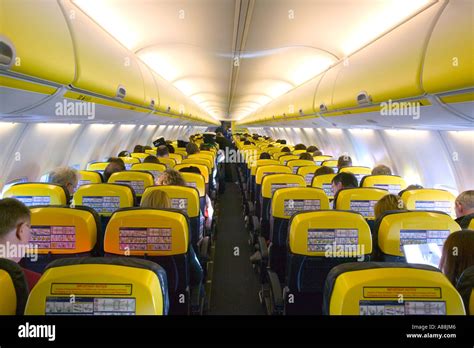 the interior of a Ryanair, Boeing 737-500 passenger Jet, with Stock ...
