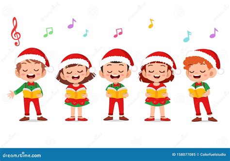 Happy Kids Christmas Sing Musical Stock Vector - Illustration of singers, performance: 158077085