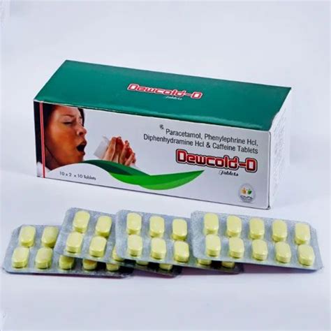 Dewcold D Paracetamol, Phenylephrine Hcl, Diphenhydramine HCL Tablets, Packaging Size: 10 X2 X ...