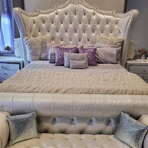 French Curved Bed Tall Tufted Upholstery Wing Round Footboard ...