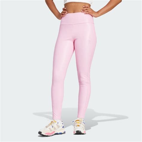 adidas Faux Leather Leggings - Pink | Free Shipping with adiClub ...