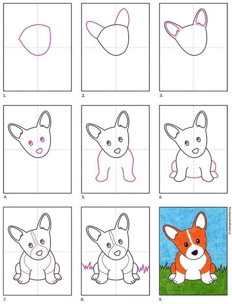 Easy How to Draw a Puppy Tutorial and Puppy Coloring Page