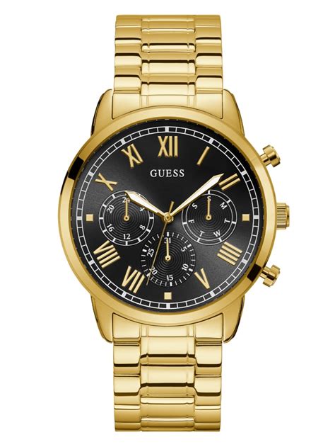 Gold-Tone and Black Multifunction Watch | GUESS