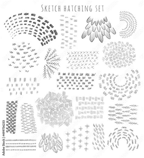 Sketch hatching patterns set, abstract hand drawn collection for ...