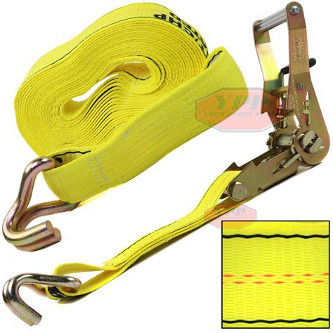 Ratcheting Tie Down Heavy Duty 27 FT X 2" J Hooks 10000 LBS Cargo DOT ...