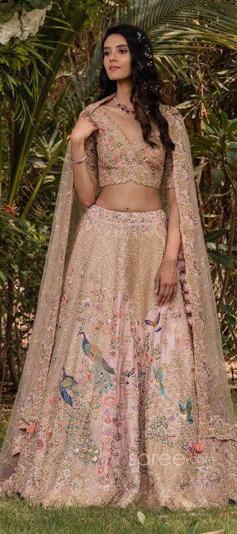 Pink Raw Silk Floral and Peacock Motifs Embroidered Lehenga Choli in 2021 | Summer fashion ...