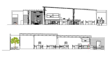 2d Cad Drawing Of Restaurant Building Elevation Autocad File Cadbull | Images and Photos finder