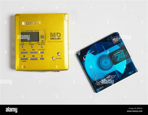 Sony minidisc player with minidisc. Portable music player Stock Photo ...