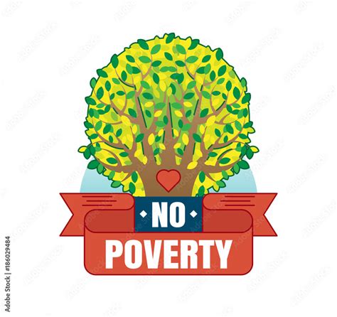 No Poverty vector logo badge with a green tree and heart Stock Vector | Adobe Stock