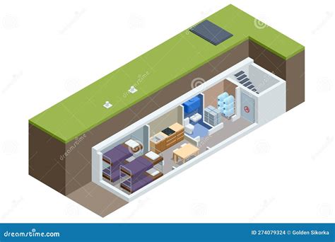 Isometric Concrete Bomb Shelter, Bunker, Bombproof Shelter, Air-raid ...