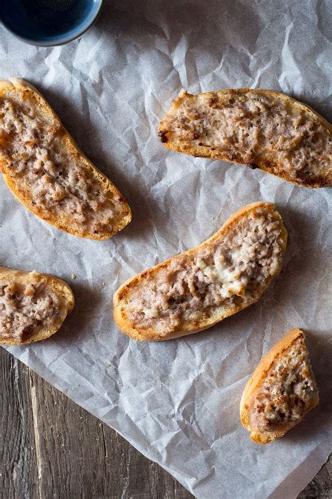 Stracchino and Sausage Crostini - Inside The Rustic Kitchen