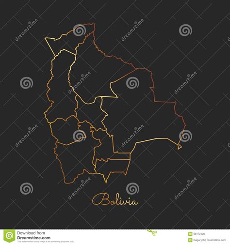 Bolivia Region Map: Golden Gradient Outline On. Stock Vector - Illustration of luxurious ...