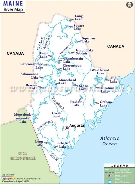 Maine Rivers Map | Rivers in Maine | Maine map, Map, Maine