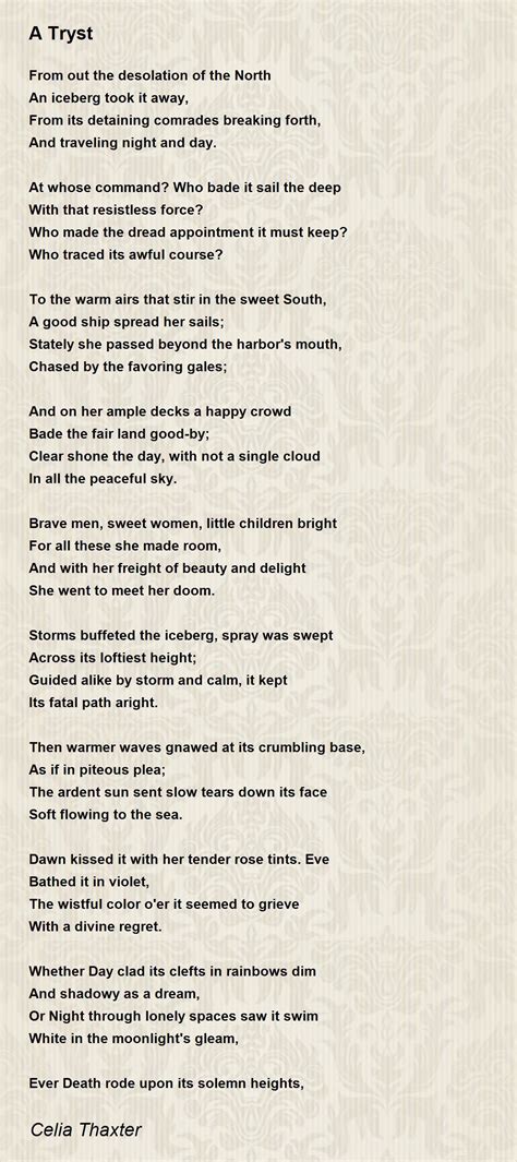 A Tryst Poem by Celia Thaxter - Poem Hunter