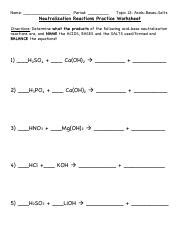 Neutralization Reactions Worksheet.pdf - Name: Period: Topic 12: Acids ...