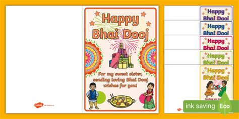 FREE! - Happy Bhai Dooj Greeting Cards | Bhai Dooj | Twinkl