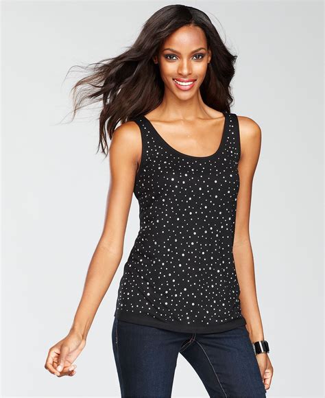 INC International Concepts Top, Sleeveless Studded Twist-Back Tank - Womens Clearance - Macy's ...