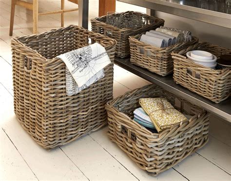 Rattan Storage Basket Grey: Amazon.co.uk: Kitchen & Home Rectangular ...